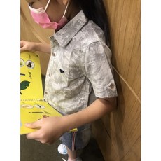 兒童短袖葉子紋襯衫 棉質