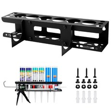 Rostationa 코킹 건 및 튜브 홀더 Siligun 코킹 건 랙 코크 튜브 보관 정리함 및 벽 마운트 실리콘 코킹 도구 차고 작업장 작업 밴 서비스 트럭용 (블랙, Rostationa 코킹 건 및 튜브 홀더, Silig