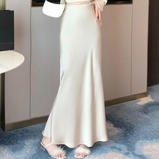 하이웨스트 허리밴딩 유광 얇은 롱스커트 NF-36