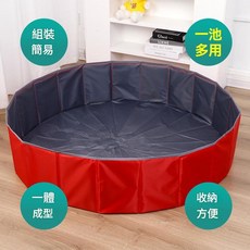 兒童室內折疊海洋球池 卡其色圓池, 大紅色圓池, 1個