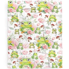 Frogs 버섯 아기 담요 여아 남아용 선물 매우 부드러운 개구리 유아용 담요 신생아용 랩 포대기 선물 Cirb 76.2cm x 101.6cm30 x 40인치 아기용, Frogs 버섯 아기 담요 여아 남아용 선물, 매우 부