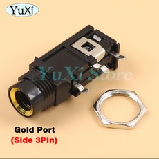 오디오 잭 커넥터 6.35mm 6.5mm 4핀/3핀 모노 암소켓 PCB 패널장착 마이크 섀시 어댑터, Side 3P Gold, [38] Side 3P Gold