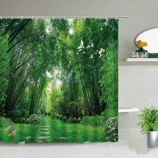 중국 스타일 녹색 대나무 샤워 커튼 방수 홈 욕실 장식 후크, 8. 1115ZW