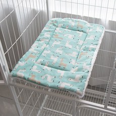 哈密兔事 兔籠層板墊 涼蓆款, 薄版白絨-湖水綠羊50*35cm, 1個