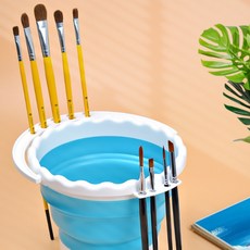 3단 접이식 미술 물통 붓거치 수채화 물감 원형 화방 미술 그림 용품 다용도 휴대용 물보관통, B 그레이