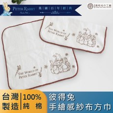 《PETER RABBIT》彼得兔手繪感方巾1入組【紗布】【台灣製】【正版授權】