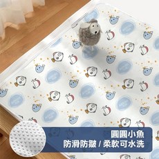雙層紗布隔尿墊 - 嬰兒尿布墊 防水保潔墊 防尿護理墊 - 適用於生理期、產褥期及嬰兒床, 1個, A-11-圓圓小魚