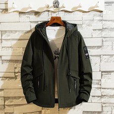 M-7XL 男生夾克外套 - 休閒連帽防風外套 素色寬鬆大尺碼運動風衣 秋季薄外套