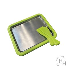 不鏽鋼家用炒冰機 炒優酪乳機 炒冰盤 酸奶機 製冰機 免沖電 小型炒冰机 家用冰沙機, 蘋果綠