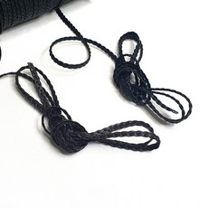 1마)인조가죽줄(레자줄)- 딴줄 딴머리줄 장식줄 장식끈 꼬임끈, 블랙, 1개