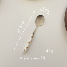 韓式少女心ins風愛心小熊304不鏽鋼陶瓷柄刀叉勺學生沙拉冰淇淋勺, 愛心小熊 餐勺 304不鏽鋼, 1個