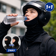 [1+1] 여름용 2WAY 쿨 바라클라바 UV차단 오토바이 마스크 블랙 네이비, 블랙+블랙, 1개