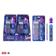 奧特曼卡通洞洞鉛筆套裝 小學生矯正握姿HB三角鉛筆 可愛文具組, 1個, YZ7352英雄之光HB橡皮頭洞洞鉛筆文