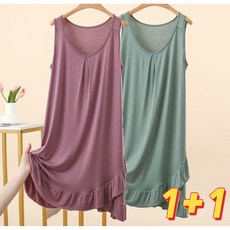 1+1 여성 편안한 모달 나시 잠옷 원피스 데일리룩 잘 자 홈웨어 파자마