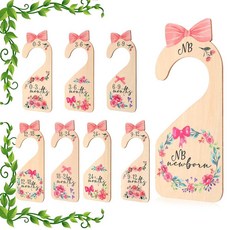 Qianyu 8피스 아기 옷장 칸막이 양면 아기 옷 칸막이 아름다운 나무 아기방 의류 사이즈 행거 정리함 미니멀리스트 귀여운 디자인 장식 천 행거 칸막이 천 정리용, Qianyu 8피스 아기 옷장 칸막이 양면 아기 옷 칸