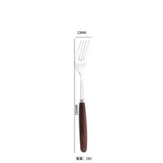 不銹鋼楠木色餐具三件套 便攜式學生上班族餐具組, 1個, #楠木色高檔餐具叉, 楠木色