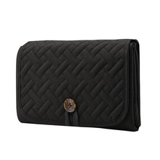 JoyBaby 隔尿墊收納包 便攜式尿布墊 防水隔尿墊 網袋手提尿布包 外出隔尿墊, 黑-摺疊便攜式, 1個