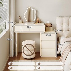 JWMALL 파우더장 수납장 원룸 전신거울 간이 작은방, 1개, 70cm 테이블 + 30cm + 윈도우 미러
