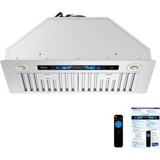 Awoco 14-1/2”D 빌트인/인서트형 스테인리스 스틸 레인지 후드 4단 속도 조절 650 CFM 풍량 LED 조명 목재 후드용 메쉬 필터 (28"W 15"D 포함), 28"W 12"D Voice