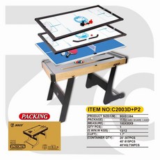 멀티 당구 테이블 축구 탁구 시뮬레이션 다기능 보드 게임, C2003D+P2 4-in-1 접이식 당구대