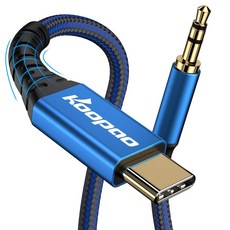 쿠파오 USB C to 3.5mm 오디오 보조 잭 케이블 타입 헤드폰 스테레오 코드 카 15 16Pro Max S24 S23 S22 S21 프로 픽셀 4 5XL -3.3Ft, 3.3FT / Wear Resist Cord, Blue