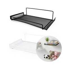 편한집 공유기 거치 붙이는 철제 선반 거실선반 무타공선반 벽걸이선반, 블랙, 블랙, 1개