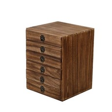 오동나무 보이차 보관함 케이스 찻잎 빈티지 원목 차콜 6단 차 받침대 높이형 없음