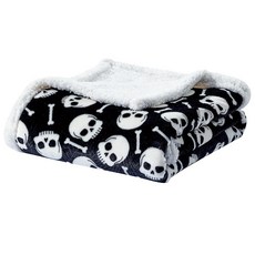 Elegant Comfort 럭셔리 공룡 셰르파 담요 울트라 - 부드럽고 아늑한 벨벳 귀여운 플리스 마이크로밍크 남아 및 여아용 생일 선물 양면 네이비 디노116290, 두개골과 뼈