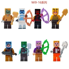 17가지 스타일 마인크래프트 블록 세트 I/Wi 시리즈 8개 MC 비반복 DIY 조립 장난감 생일 선물 액션 피규어, 16 8pcs