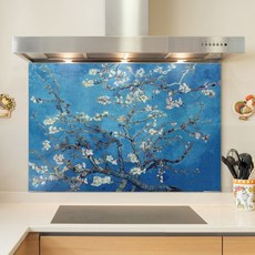 명신산업 주방아트보드 명화 고흐 아몬드 나무 / 아트글라스 탈부착 본사 직접판매, 1개