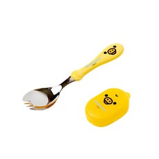 3살 아이 잡기편한 일체형 스푼포크 케이스 추천 아이주도 포크숟가락 아기선물 스텐포크숟가락