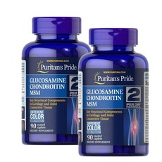 퓨리탄스프라이드 글루코사민 콘드로이틴 엠에스엠 트리플스트렝스 하루2정 캐플렛 Puritans Pride Glucosamine Chondroitin MSM Coated Caplets, 2개, 90정