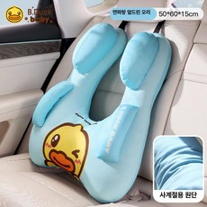 차량용 귀여운 어린이 목쿠션 헤드레스트 안전벨트 쿠션, 1개, 리틀 옐로우 덕 포 시즌 블루
