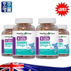 헬시케어 어린이용 오메가 3 비타민C 구미 츄어블 젤리 250알 4통, 4개, 250정