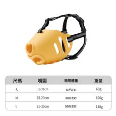寵物狗狗嘴套防咬防叫愛心TPE可調節狗口罩防亂吃嘴套防誤食口罩, 1個, 檸檬黃:小號18cm【建議適用6斤左右寵物】