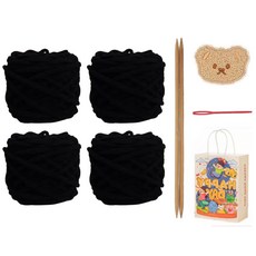 제로앤나인 뜨개질 목도리 만들기 DIY 키트, 딥블랙, 1세트