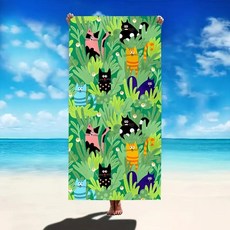만화 고양이 프린트 비치 타월 수영장 욕실 여행 캠핑 요가 피트니스용