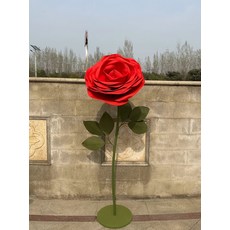 장미꽃 대형 조화 꽃장식 장식품 플라워 공원 꽃머리, 브라이트레드 1.7m 70cm 1개