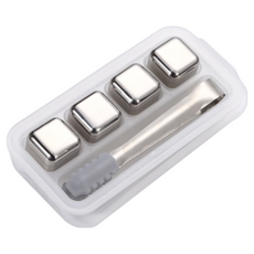 【小米粉】304不鏽鋼冰塊組 (含冰夾) - 威士忌冰塊/環保冰塊, 1套裝