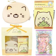 캐릭터 스밋코구라시 고양이 목욕 선물 3종세트 (바디스펀지/컬러바스태블릿/하트형입욕제) 복주머니 2024 목욕 선물 입욕제 해피백