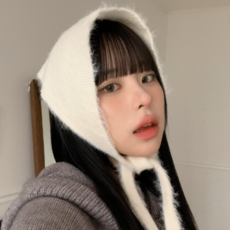 블루씨티 마롱 앙고라 니트 헤어 커치프 헤어 두건