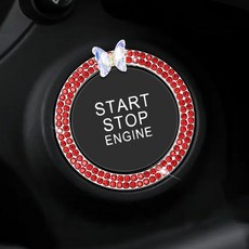 아망디에 차량용 시동버튼 커버 나비모양 점화버튼 장식 커버 자동차 악세사리 인테리어 용품, 1개, 레드