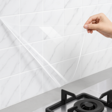 살림결 주방 벽 오염방지 시트지 가스렌지 기름 튐 방지 투명 타일 필름, 1개