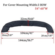 보트 커버 600D 3/4 해양 자외선 포함 커버 보우 없음 액세서리 비미니 프레임 부트 탑 지퍼 방진 요트 방수 차단, 3 Bow 54-60w