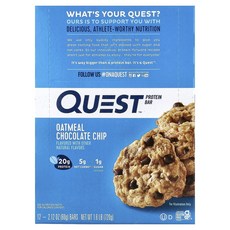 퀘스트뉴트리션 프로틴바 오트밀 초콜릿 칩 12개입 각 60g 2.12oz, 4개