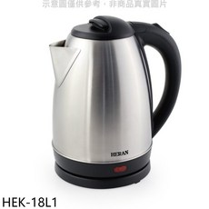 HERAN 不鏽鋼快煮壺 HEK-18L1 快速加熱安全防燙, 圖片色, 1個, 2000ml
