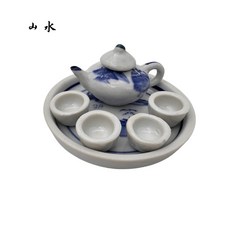臺灣熱銷 陶瓷童子茶具 兒童禮品玩具 迷你小茶具擺件 兒童過家家玩具, 山水, 1個