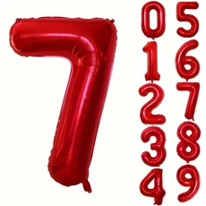 32인치 빨간 숫자 호일 풍선 기념일 파티 장식 대형 가족 축하 사진 배경세트, 04 Number 7, 01 32인치
