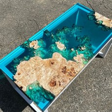 미브 레진테이블 바다 레진 모던 테이블, 철제 다리 포함, 140x60x5cm, 5cm