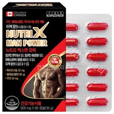 캐나다 뉴트리 엑스맨파워 60캡슐 아연보충제(24mg) 남자 영양제 L-아르기닌 마카 쏘팔메토, 1개, 60정